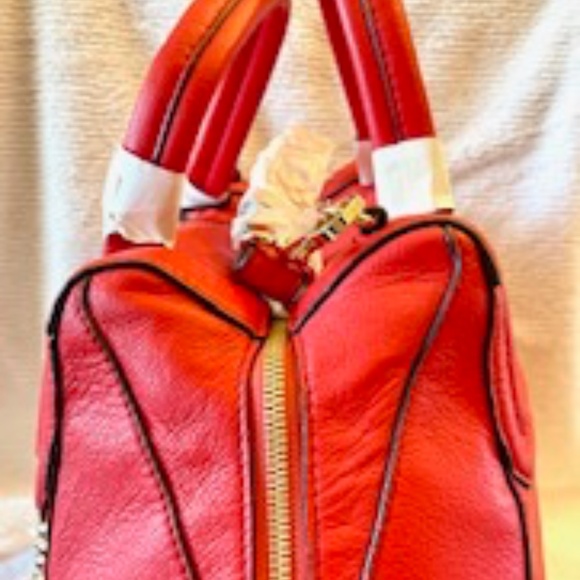 NWT Rebecca Minkoff designer Red Leather Purse Satchel style with… - Picture 4 of 16